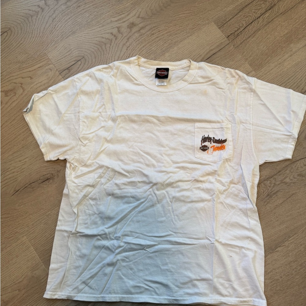 Harley-Davidson White and Orange Graphic Tee
